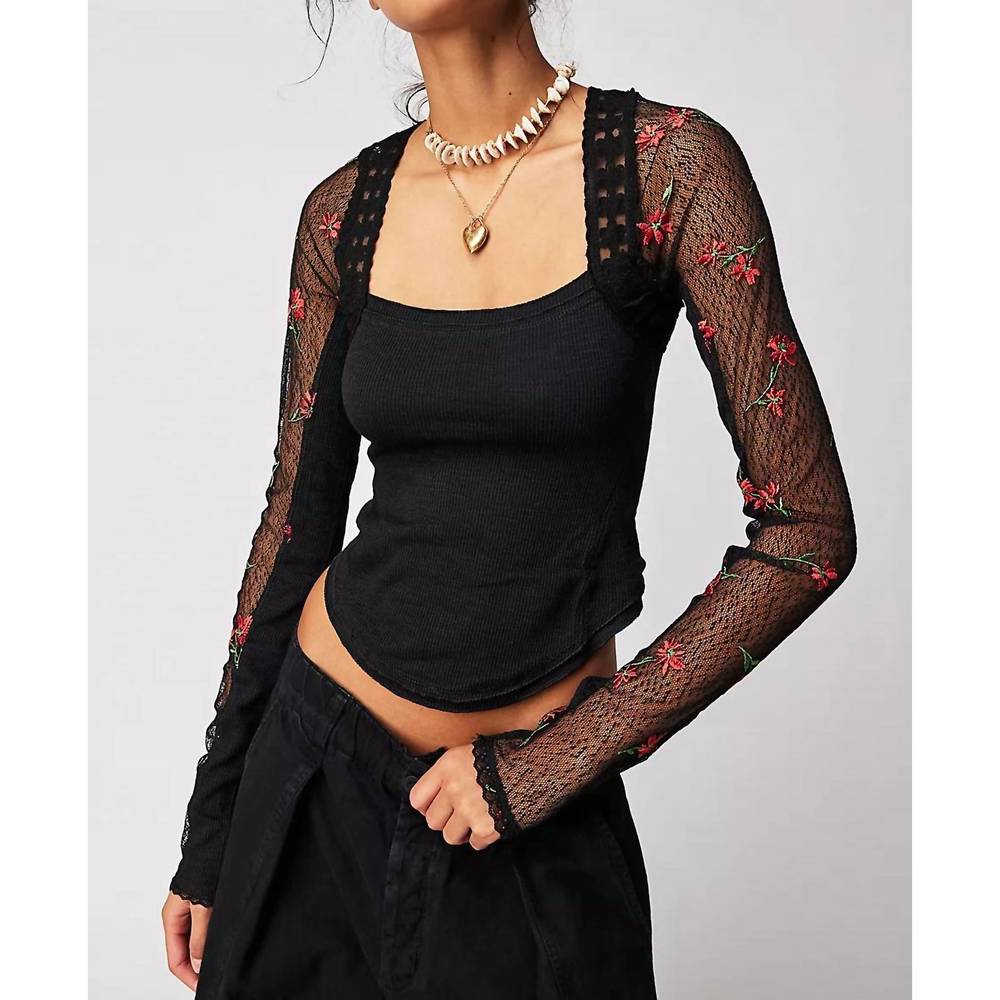 NEW FREE PEOPLE jolie top in black combo